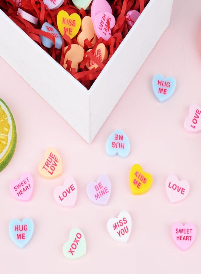 Qumenan 120 Pcs Valentine Conversation Heart Resin Pastel Candy Heart Ornaments for Table Decorations Vase Filler Valentines Wedding Home Table Party Decor（Macaron） - Image 4